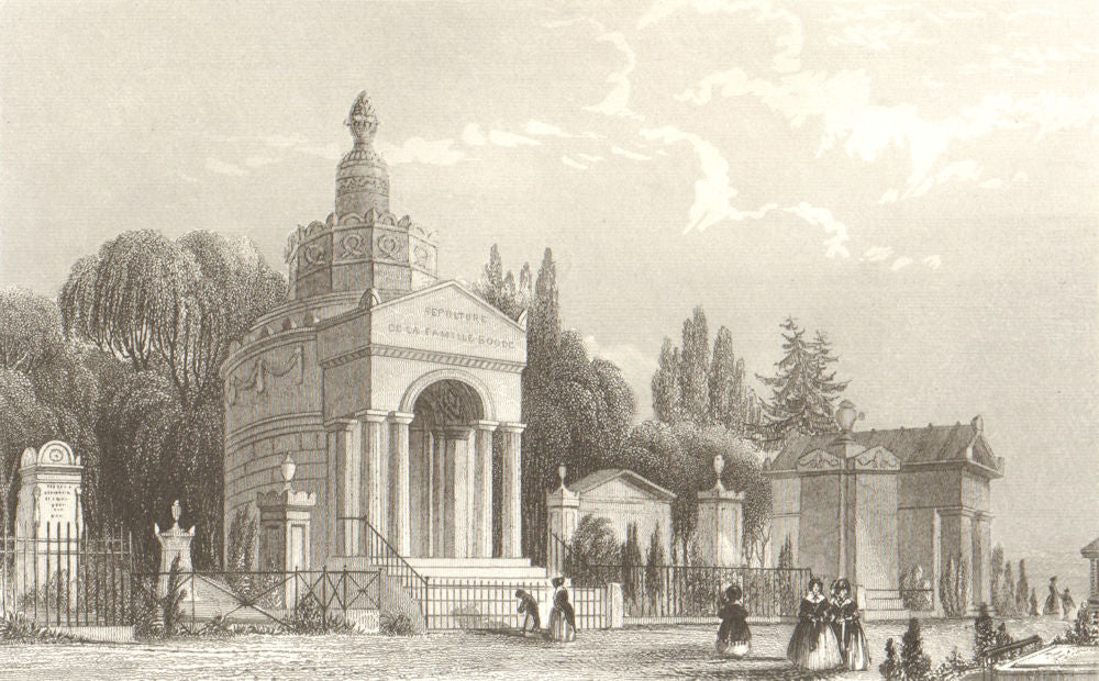 PARIS. Monuments in Père Lachaise. BICKNELL 1845 old antique print picture